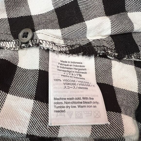 Madewell Buffalo Check Plaid Wrap Front Shirt Size Small Black White - Picture 7 of 13